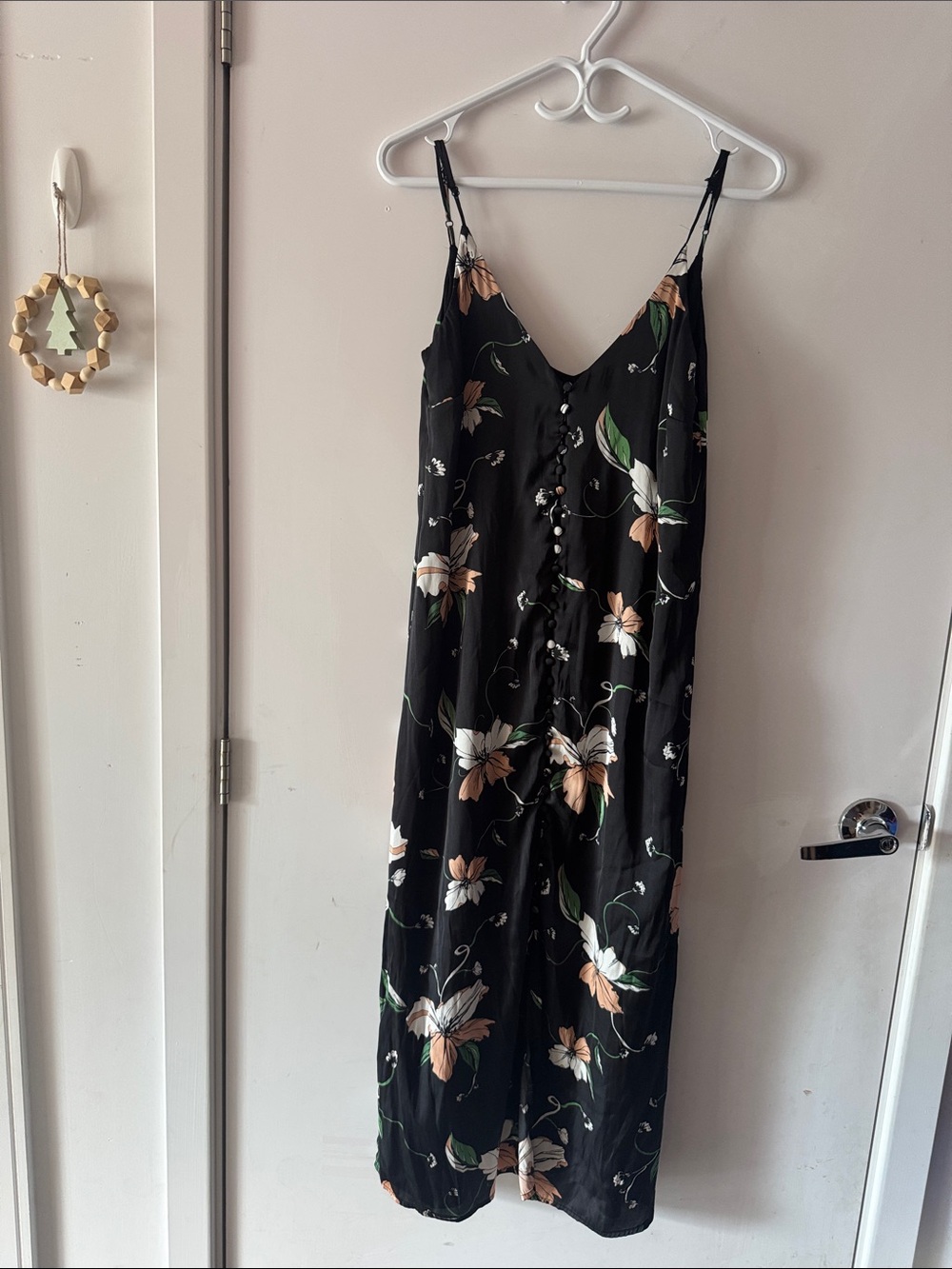 Like new Bardot Black Floral Button-Front Maxi slip Dress